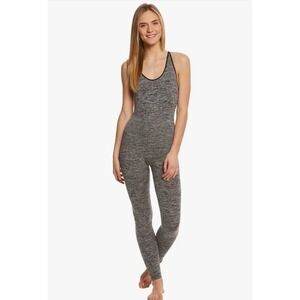Free People Movement Chakra Jumpsuit Size XS/S Gray Black Yoga Strappy Back